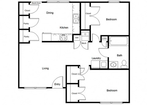 Village of Kaufman_2 Bedroom Floor Plan